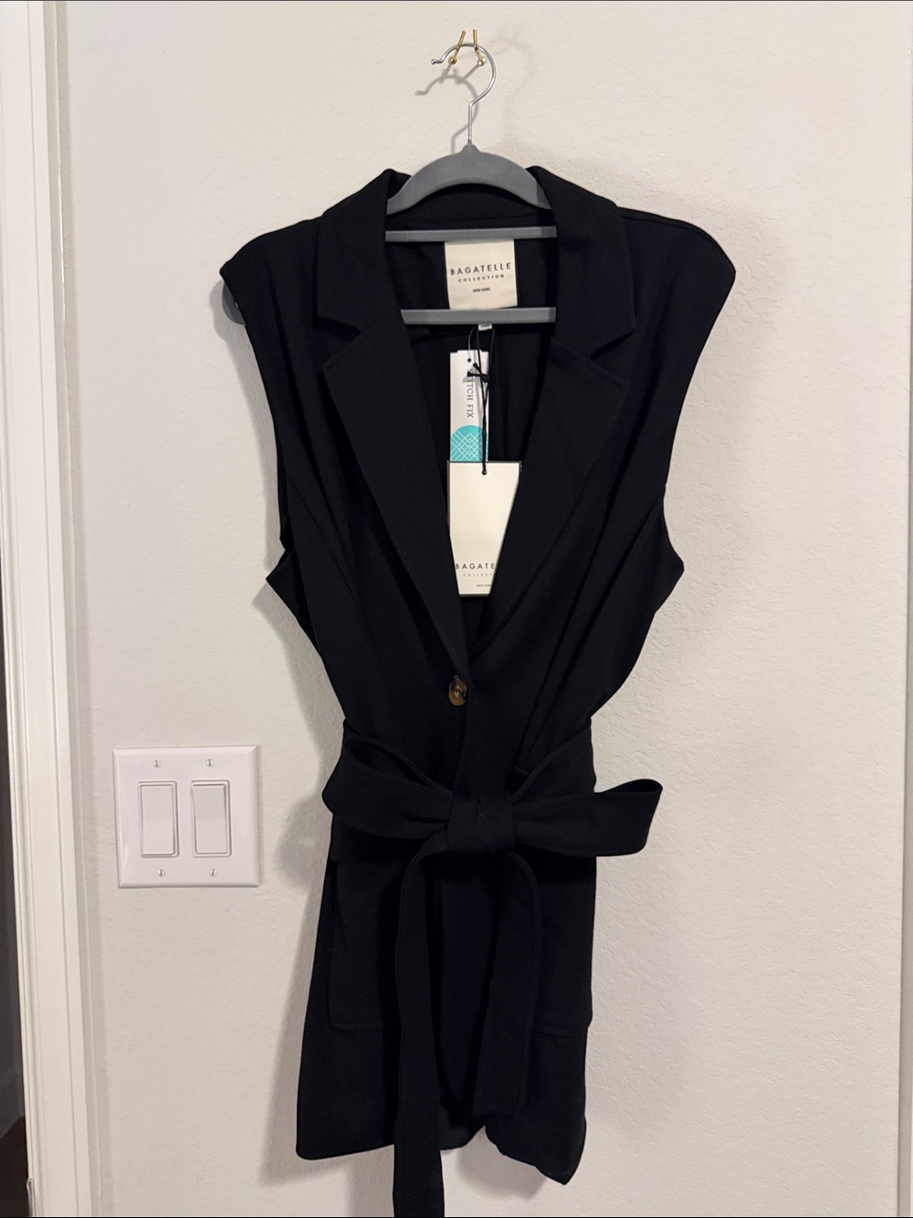 bagatelle Black Sleeveless Belted Blazer Dress